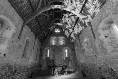 Glastonbury.Somerset.United Kingdom.December 30th 2023.Photo of the interior of the tithe barn at the Somerset Rural Life Museum in Glastonbury clipart