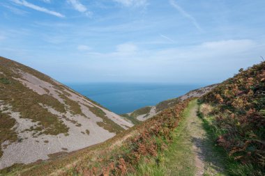 Kuzey Devon sahilindeki Foreland Point 'teki Güney Batı Sahil Yolu' nun manzara fotoğrafı.