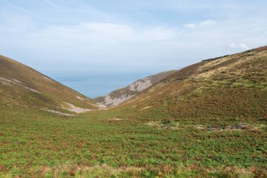 Kuzey Devon sahilindeki Foreland Point 'teki Güney Batı Sahil Yolu' nun manzara fotoğrafı.