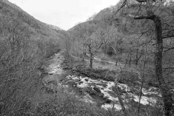 stock image Long exposure of the East Lyn river flowing through Watersmeet Valley In Exmoor National Park