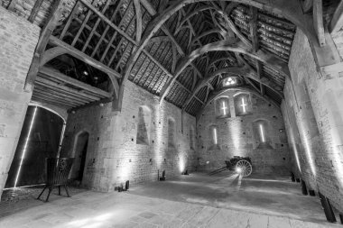 Glastonbury.Somerset.United Kingdom.March 24th 2024.Photo of the interior of the tithe barn at the Somerset Rural Life Museum in Glastonbury clipart