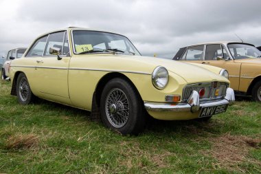 Low Ham.Somerset.United Kingdom.July 20th 2024.An MG MGB sports car from 1972 is on show at the Somerset Steam and Country Show clipart