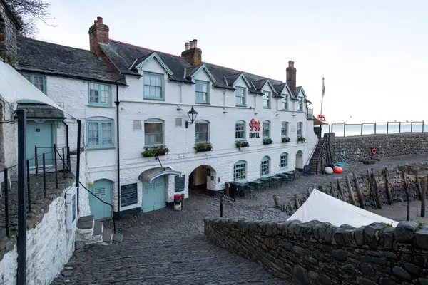 stock image Clovelly.Devon.United Kingdom.January 19th 2024.Photo of the Red Lion hotel at Clovelly in Devon