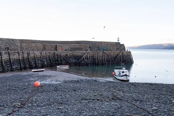 Clovelly. Devon. Birleşik Krallık. 19 Ocak 2024. Clovelly, Kuzey Devon sahilindeki rıhtımın fotoğrafı.