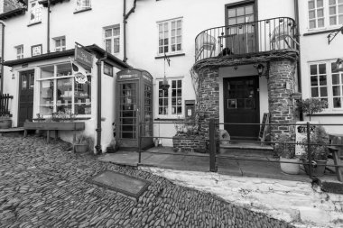 Clovelly. Devon. Birleşik Krallık. 19 Ocak 2024. Clovelly 'deki eski postanenin fotoğrafı.