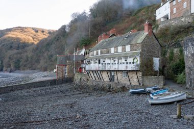 Clovelly. Devon. Birleşik Krallık. 19 Ocak 2024 Kuzey Devon kıyısındaki Clovelly Köyü 'nden.