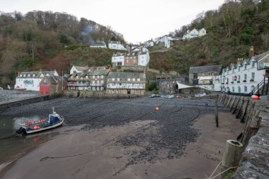 Clovelly.Devon.United Kingdom.January 19th 2024.View from the quay of Clovelly village on the north Devon coast clipart