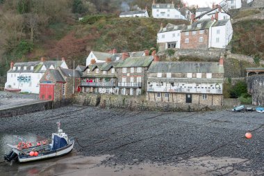 Clovelly.Devon.United Kingdom.January 19th 2024.View from the quay of Clovelly village on the north Devon coast clipart