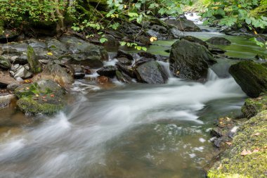 Doğu Lyn nehri üzerinde Exmoor Ulusal Parkı 'ndaki Watersmeet' te uzun süre bir şelale görüldü.