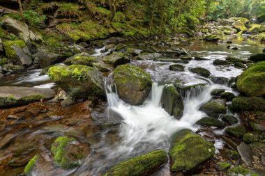 Doğu Lyn nehri üzerinde Exmoor Ulusal Parkı 'ndaki Watersmeet' te uzun süre bir şelale görüldü.