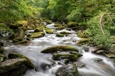 Doğu Lyn nehri üzerinde Exmoor Ulusal Parkı 'ndaki Watersmeet' te uzun süre bir şelale görüldü.
