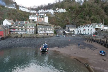 Clovelly. Devon. Birleşik Krallık. 19 Ocak 2024 Kuzey Devon kıyısındaki Clovelly Köyü 'nden.