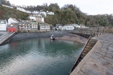 Clovelly. Devon. Birleşik Krallık. 19 Ocak 2024 Kuzey Devon kıyısındaki Clovelly Köyü 'nden.