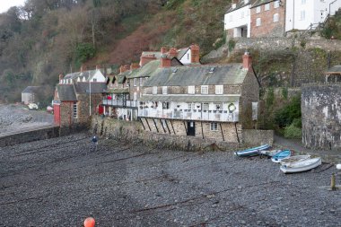 Clovelly. Devon. Birleşik Krallık. 19 Ocak 2024 Kuzey Devon kıyısındaki Clovelly Köyü 'nden.