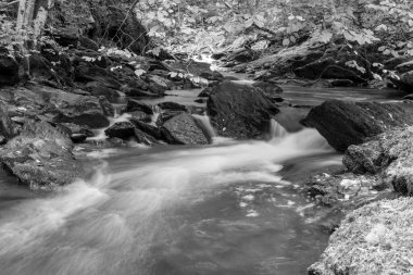 Doğu Lyn nehri üzerinde Exmoor Ulusal Parkı 'ndaki Watersmeet' te uzun süre bir şelale görüldü.