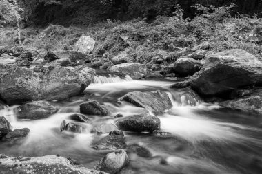 Doğu Lyn nehri üzerinde Exmoor Ulusal Parkı 'ndaki Watersmeet' te uzun süre bir şelale görüldü.