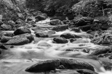 Doğu Lyn nehri üzerinde Exmoor Ulusal Parkı 'ndaki Watersmeet' te uzun süre bir şelale görüldü.