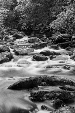 Doğu Lyn nehri üzerinde Exmoor Ulusal Parkı 'ndaki Watersmeet' te uzun süre bir şelale görüldü.