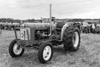 Haselbury Plucknet. Somerset. Birleşik Krallık. 17 Ağustos 2024. Modifiye edilmiş yeşil Fordson Major, Dünün Çiftçi Etkinliği 'nde sergileniyor.