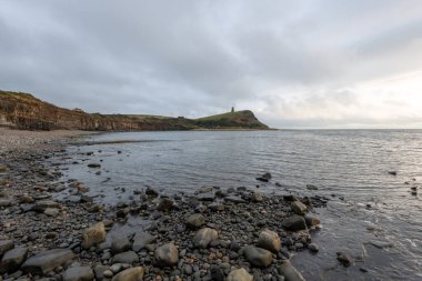 Dorset 'teki Kimmeridge Körfezi manzaralı Clavell Kulesi sahili.