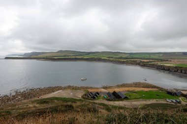 Dorset 'teki Kimmeridge Körfezi' nin manzara fotoğrafı.