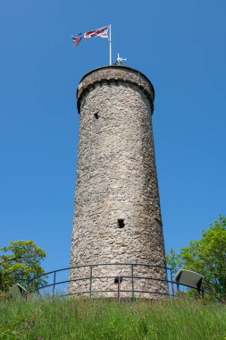 Matlock Bath.Derbyshire.United Kingdom.June 3rd 2023.Photo of the Victoria Prospect tower at the Heights of Abraham clipart