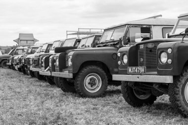 Haselbury Plucknet. Somerset. Birleşik Krallık. 17 Ağustos 2024 Klasik ve klasik Land Rover 'lar Dünden Çiftlik Etkinliği' nde sergileniyor.
