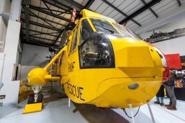 Yeovilton. Somerset. Birleşik Krallık. 18 Ocak 2025. Falkland Savaşı 'ndan kalma Westland Denizi Kralı XV 663 Somerset' teki Filo Hava Silahları Müzesi 'nde sergileniyor.