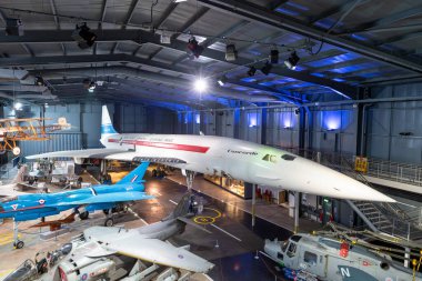 Yeovilton. Somerset. Birleşik Krallık. 18 Ocak 2025. Konkord 002, Somerset 'teki Donanma Hava Silahları Müzesi' nde sergileniyor.