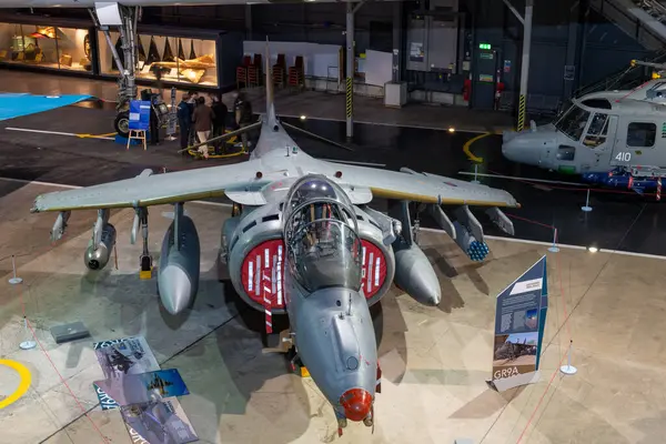 Yeovilton. Somerset. Birleşik Krallık. 23 Ekim 2022. Bae Harrier savaş uçağı Somerset 'teki Fleet Air Arm Museum' da sergileniyor.