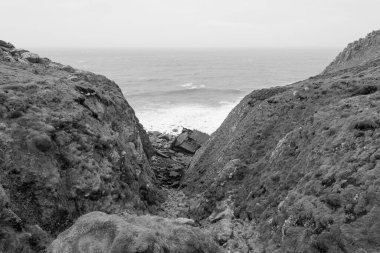 Cornwall 'daki Lands End' deki RMS Mulheim enkazının fotoğrafı