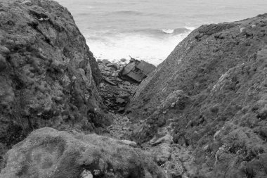 Cornwall 'daki Lands End' deki RMS Mulheim enkazının fotoğrafı