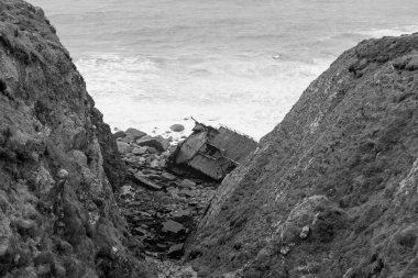Cornwall 'daki Lands End' deki RMS Mulheim enkazının fotoğrafı