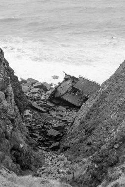 Cornwall 'daki Lands End' deki RMS Mulheim enkazının fotoğrafı