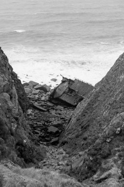 Cornwall 'daki Lands End' deki RMS Mulheim enkazının fotoğrafı