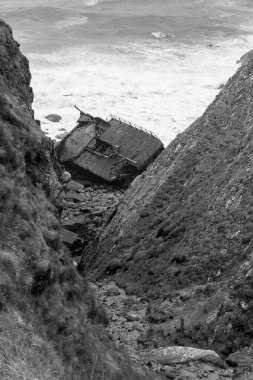 Cornwall 'daki Lands End' deki RMS Mulheim enkazının fotoğrafı