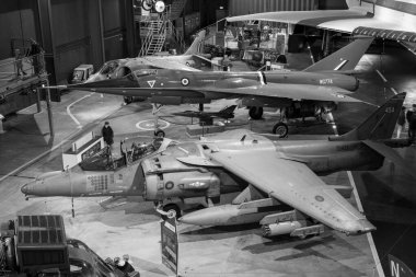 Yeovilton. Somerset. Birleşik Krallık. 23 Ekim 2022. Bae Harrier savaş uçağı Somerset 'teki Fleet Air Arm Museum' da sergileniyor.