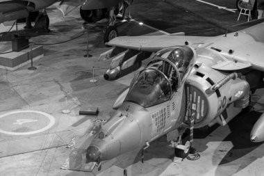 Yeovilton. Somerset. Birleşik Krallık. 23 Ekim 2022. Bae Harrier savaş uçağı Somerset 'teki Fleet Air Arm Museum' da sergileniyor.