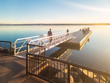 Syracuse, New York - 29 Ekim 2022: Onondaga Gölü İskelesi Manzarası