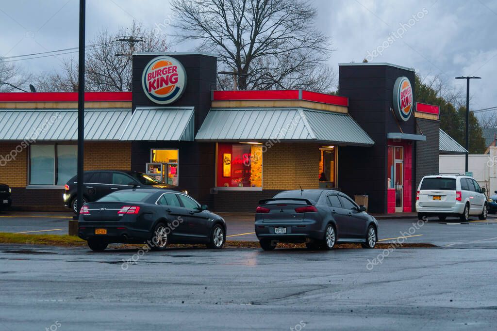 Whitesboro, New York - Nov 22, 2023: Close-up View of Burger King Restaurant, is Owned by Restaurant Brands International (RBI), which is One of the World's Largest Quick-service Restaurant Companies.