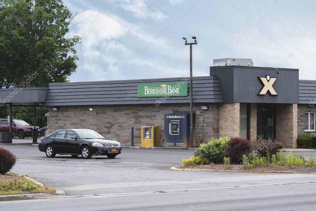 New Hartford, New York - Jun 16, 2025: Evening View of Berkshire Bank Building Exterior, is Established in 1846 Having Locations all over Massachusetts, New York, Connecticut, Vermont, New Jersey, and Pennsylvania