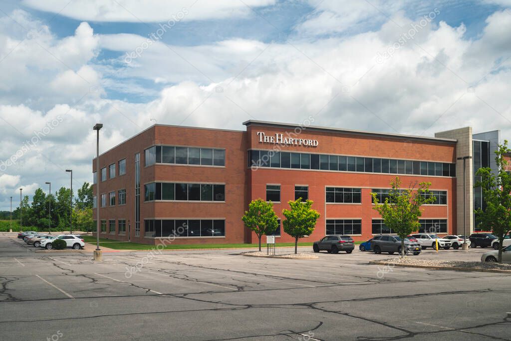 Clinton, NY - Jul 25, 2025: The Hartford Insurance Co., known as The Hartford Financial Services Group, Inc., is a major player in the US insurance market, with a history spanning over two centuries