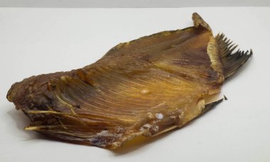 Plastik torbada balık. Kurutulmuş balık fileto..