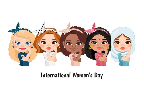 Vector Illustration International Women Day March Independent Women White Background — Stockvektor