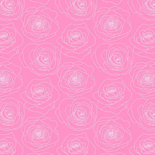 Gül çiçeği desenli vektör deseni pembe arka plandaki beyaz çizgili çiçek tarzı vektör çizimi