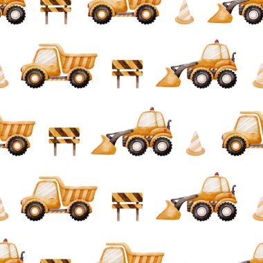 Pembe Çimento Karıştırıcısı ve Pembe Buldozer 'le desensiz tasvir Sevgililer Günü için suluboya kusursuz arkaplan