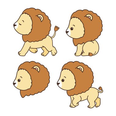 Aslan Koleksiyon Vektörü, Aslan Çizili Çocuklar İçin Hayvanlar, Aslan Çizgisi Sanat Çizgisi Farklı Poz Çizgisi.