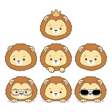 Aslan Koleksiyon Vektörü, Aslan Çizili Çocuklar İçin Hayvanlar, Aslan Çizgisi Sanat Çizgisi Farklı Poz Çizgisi.