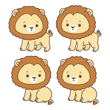 Aslan Koleksiyon Vektörü, Aslan Çizili Çocuklar İçin Hayvanlar, Aslan Çizgisi Sanat Çizgisi Farklı Poz Çizgisi.