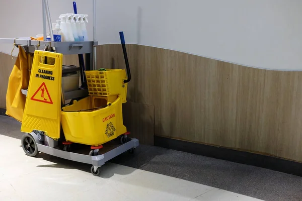 Close up Janitorial Cleaning Cart.